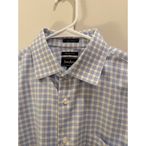 Neiman Marcus Other - MEDIUM NEIMAN MARCUS TRIM FIT 15 1/2 32-33 DRESS SHIRT BLUE CHECK SPREAD COLLAR